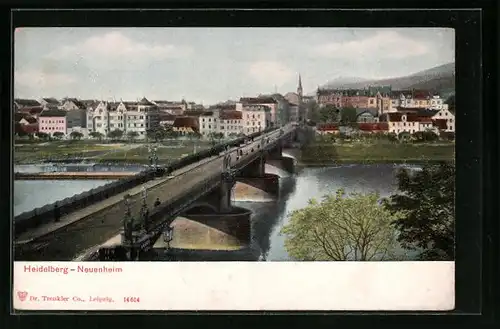 AK Heidelberg-Neuenheim, Flusspartie mit Brücke