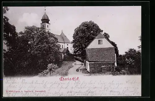 AK Maria-Eck, Ortspartie mit Kirche