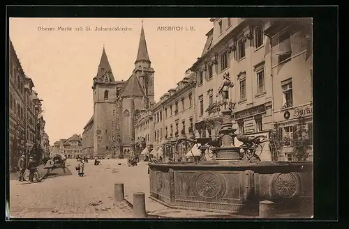 AK Ansbach i. B., Oberer Markt mit St. Johanniskirche