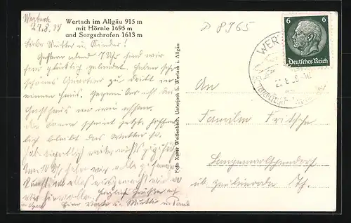 AK Wertach i. Allgäu, Ortsansicht mit Kirche