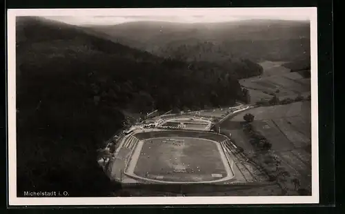AK Michelstadt i. O., Bergstadion aus der Vogelschau