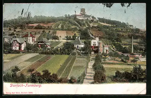 AK Durlach, Blick zum Turmberg