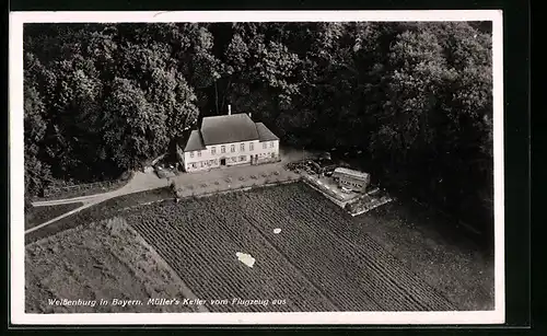 AK Weissenburg in Bayern, Gasthaus Müller`s Keller vom Flugzeug aus gesehen