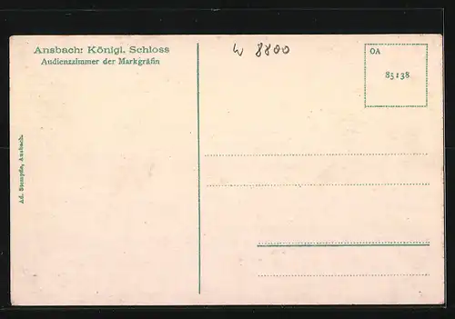 AK Ansbach, Königliches Schloss, Audienzzimmer der Markgräfin