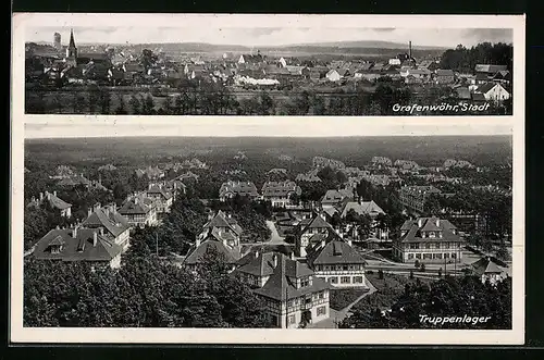 AK Grafenwöhr, Truppenlager und Ortsansicht aus der Vogelschau