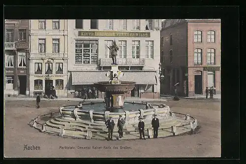 AK Aachen, Marktplatz, Denkmal Kaiser Karls des Grossen
