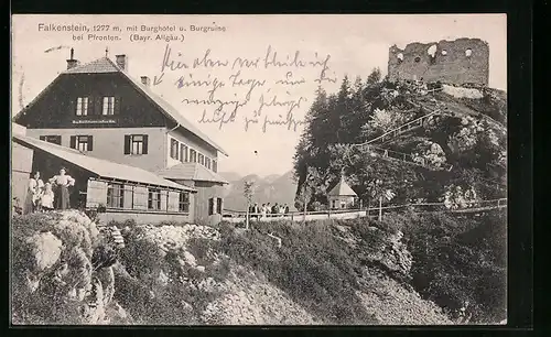 AK Pfronten / Allgäu, Falkenstein mit Burghotel und Burgruine