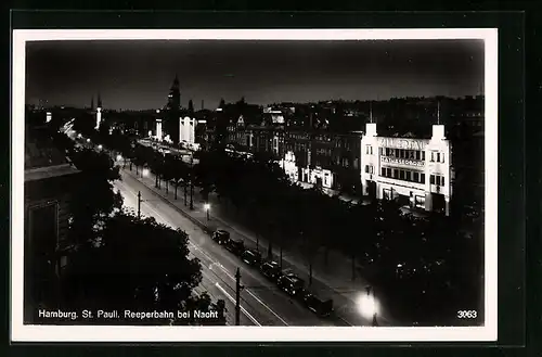 AK Hamburg-St. Pauli, Reeperbahn bei Nacht