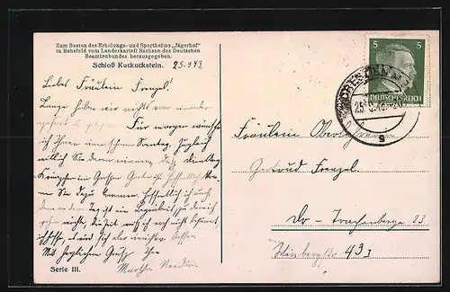 AK Liebstadt / Sa., Blick zum Schloss Kuckuckstein