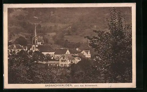 AK Sasbachwalden / Schwarzwld, Ortsansicht mit Kirche
