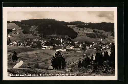 AK Schonach / Schwarzwald, Ortsansicht aus der Vogelschau