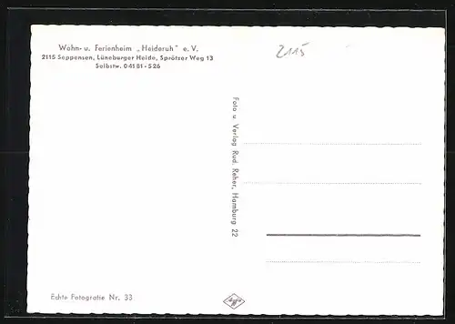 AK Seppensen / Lüneb. Heide, Wohn- und Ferienheim Heideruh e. V., Sprötzer Weg 13