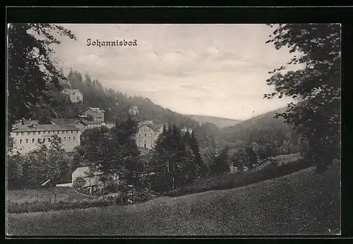 AK Johannisbad / Riesengeb., Ortsansicht aus der Vogelschau