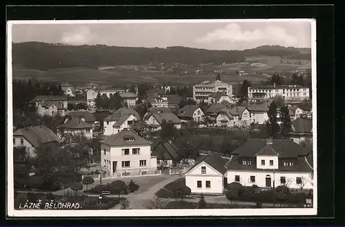 AK Lázne Belohrad, Ortsansicht aus der Vogelschau