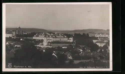 AK Rychnov n. Kn., Ortsansicht aus der Vogelschau