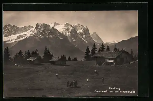 AK Hasliberg, Gummenalp mit Wetterhorngruppe