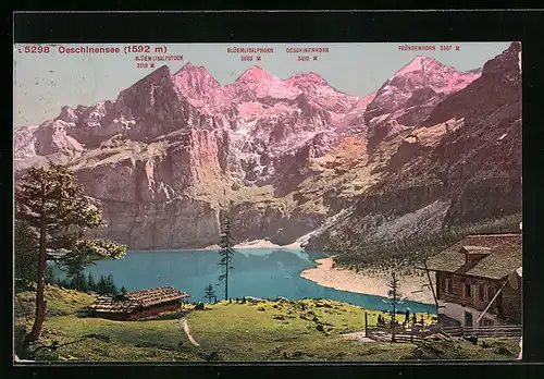 AK Oeschinensee, Blick zum See mit Alpenansicht