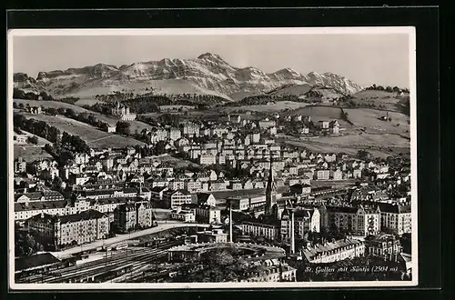 AK St. Gallen, Gesamtansicht mit Säntis