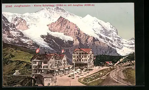 AK Kleine Scheidegg, Jungfraubahn mit Jungfrau
