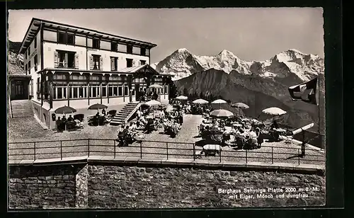 AK Schynige Platte, Berghaus mit Eiger, Mönch und Jungfrau