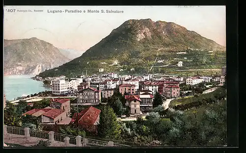 AK Lugano-Paradiso, Gesamtansicht mit Monte S. Salvatore