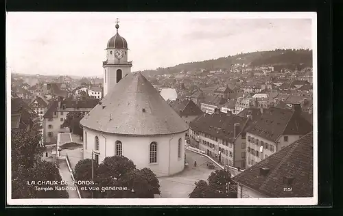 AK La Chaux-de-Fonds, Temple National et vue gènèrale