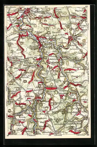 AK Landkarte von Augustusburg und Umgebung
