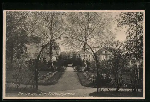 AK Bad Oeynhausen, Johanniter-Ordenshaus, Partie aus dem Frauengarten