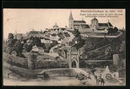 AK Mönchen-Gladbach, Ortsansicht im Jahre 1642