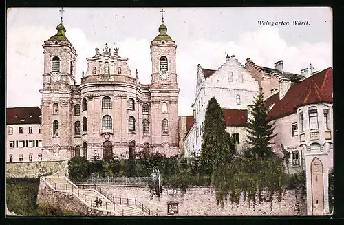 AK Weingarten i. Württ., Blick zum Schloss