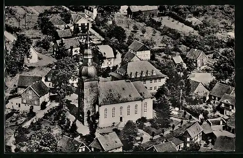 AK Eckenhagen (Bez. Köln), Evangelische Kirche vom Flugzeug aus