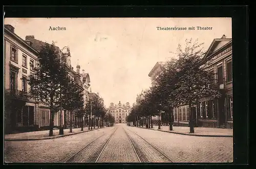 AK Aachen, Theaterstrasse mit Theater