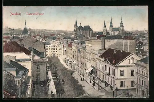 AK Aachen, Theaterstrasse aus der Vogelschau