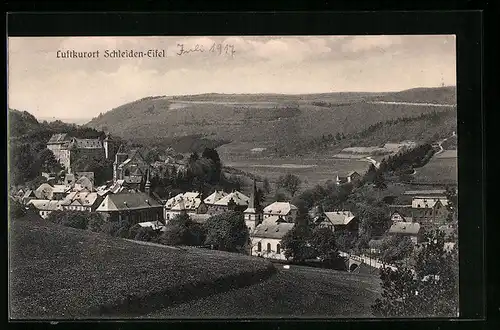 AK Schleiden /Eifel, Gesamtansicht von einem Berg aus