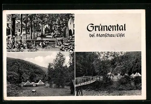 AK Grünental bei Monschau /Eifel, Gasthaus Schophoven und Zeltplatz