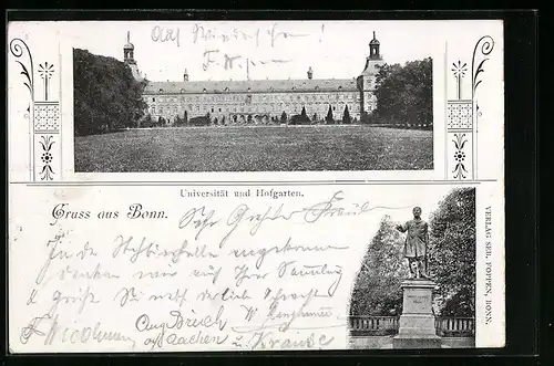 AK Bonn a. Rh., Universität und Hofgarten