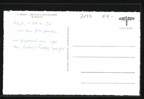 AK Birkendorf, Totalansicht aus der Vogelschau