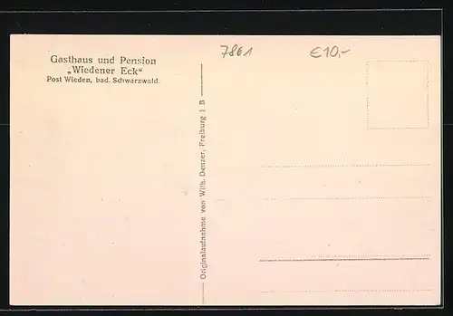 AK Wieden /Bad. Schwarzwald, Gasthaus und Pension Wiedener Eck