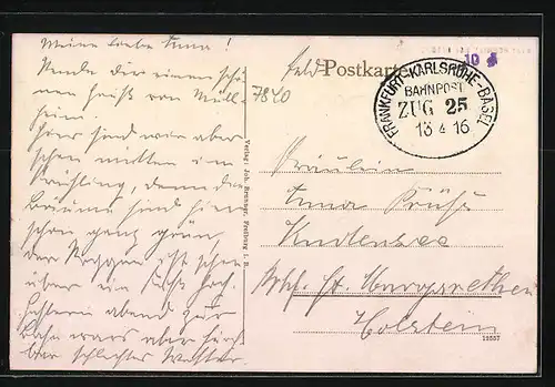 AK Müllheim i. B., Partie beim Hebelpark und Hebeldenkmal