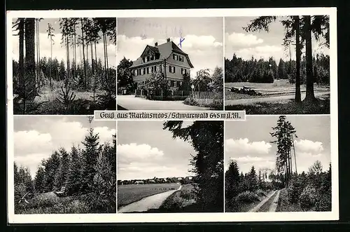 AK Martinsmoos /Schwarzwald, Pension Kübler und fünf Ansichten vom Ort und Umgebung