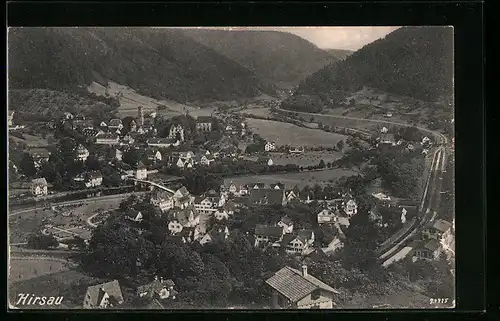 AK Hirsau, Totalansicht von einem Berg aus gesehen