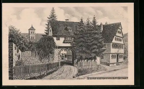 Künstler-AK Hirsau, Oberes Tor und Forstamt