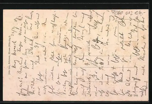 Künstler-AK Hirsau, Ortsansicht am Wasser