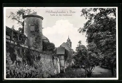 AK Hildburghausen i. Thür., Partie an der Stadtmauer