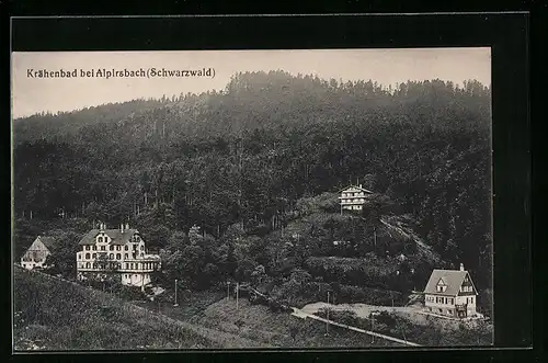 AK Krähenbad bei Alpirsbach /Schwarzwald, Ansicht von einem Berg aus