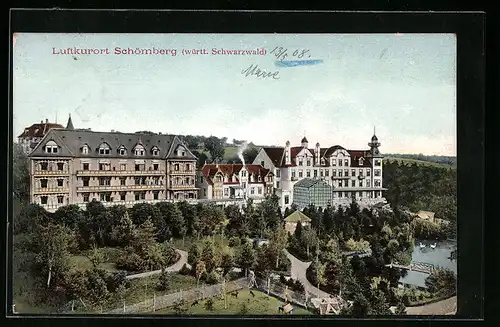 AK Schömberg (württ. Schwarzwald), Teilansicht aus der Vogelschau