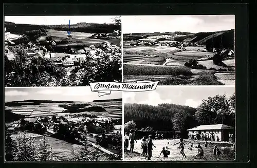 AK Dickendorf, Vier Ansichten vom Ort und Umgebung
