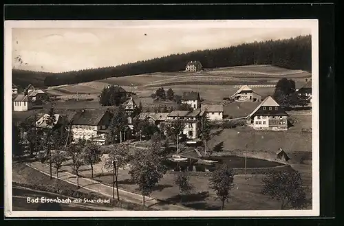 AK Bad Eisenbach, Ortsansicht mit Strandbad