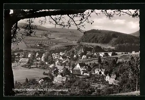 AK Oberkirchen i. Hochsauerland, Totalansicht von einem Berg aus
