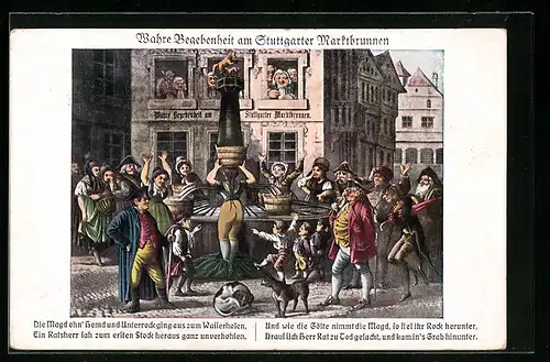 AK Stuttgart, Wahre Begebenheit am Stuttgarter Marktbrunnen anno 1837